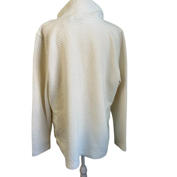 LL Bean Soft Cozy Pull Over Cowl Neck Sweatshirt Quilted Design Cream  size XL - Picture 7 of 9
